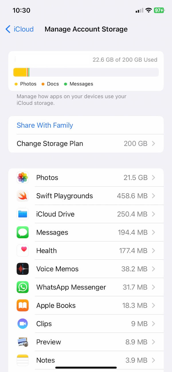 Check iCloud Storage