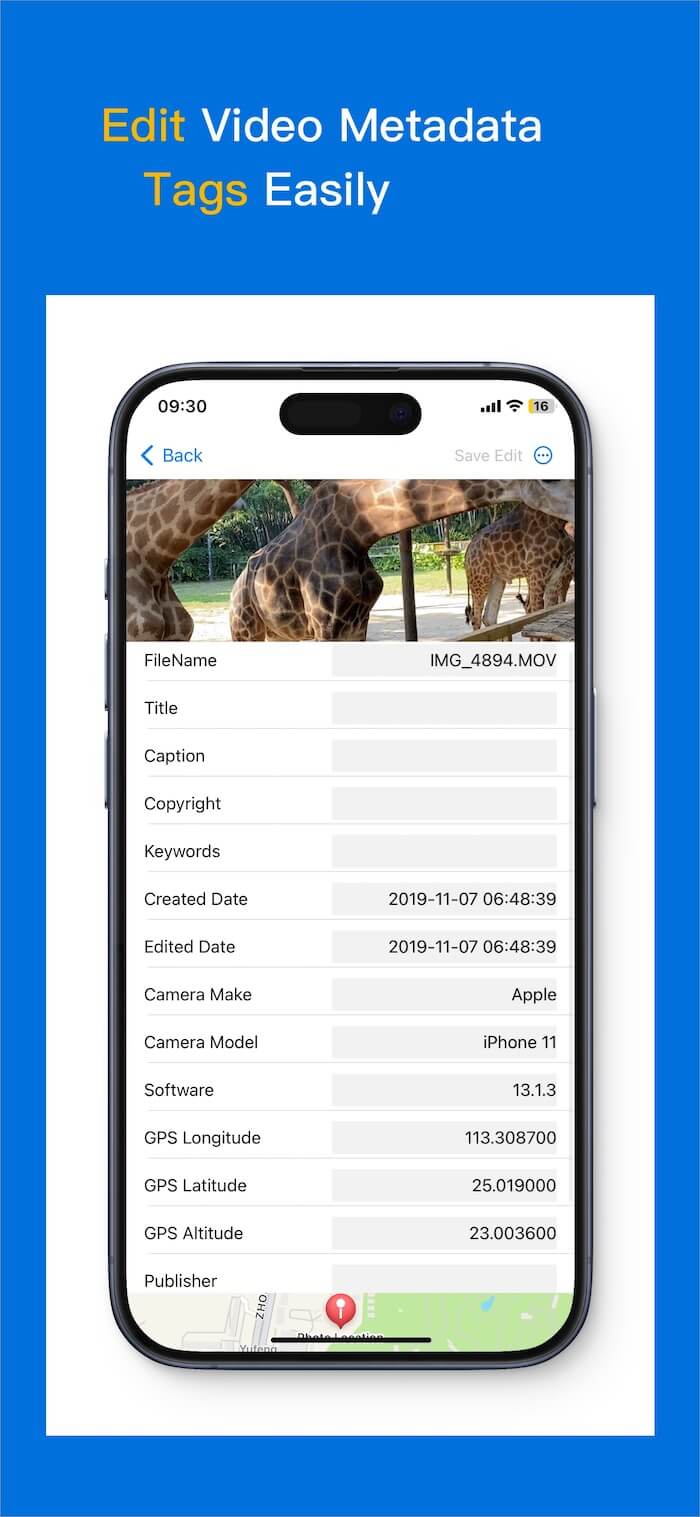 edit video metadata on iPhone