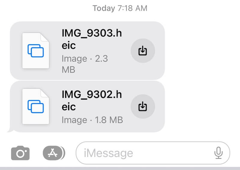 heic photos can't download in messages