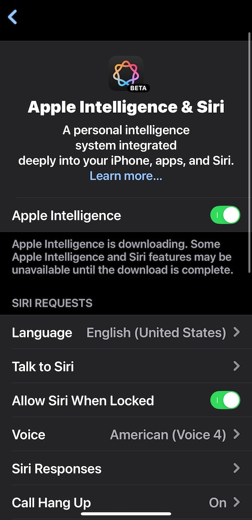 Apple Intelligence fetaure