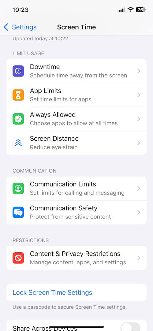 Adjust iPhone Screen Time Settings