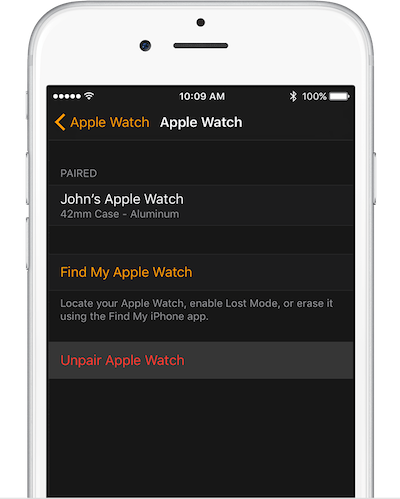unpair apple watch