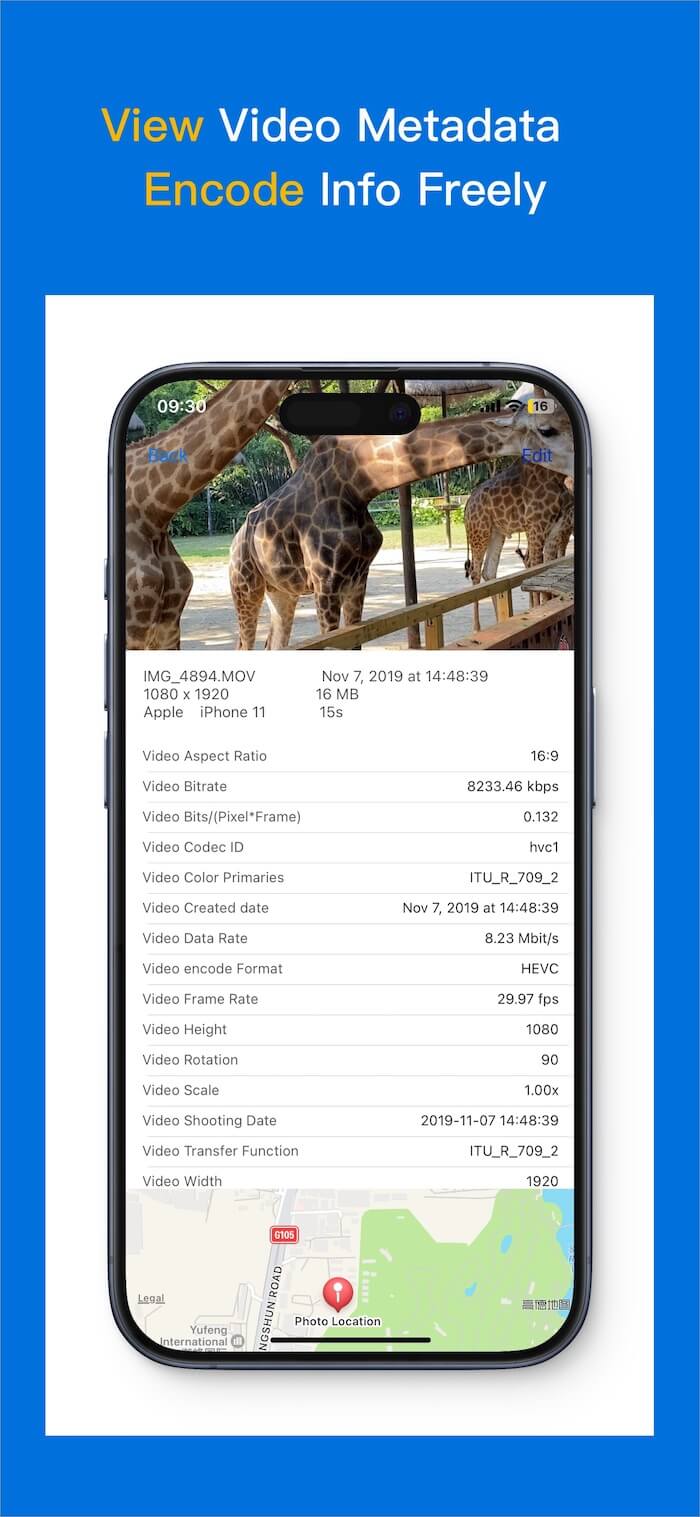 view video metadata on iPhone