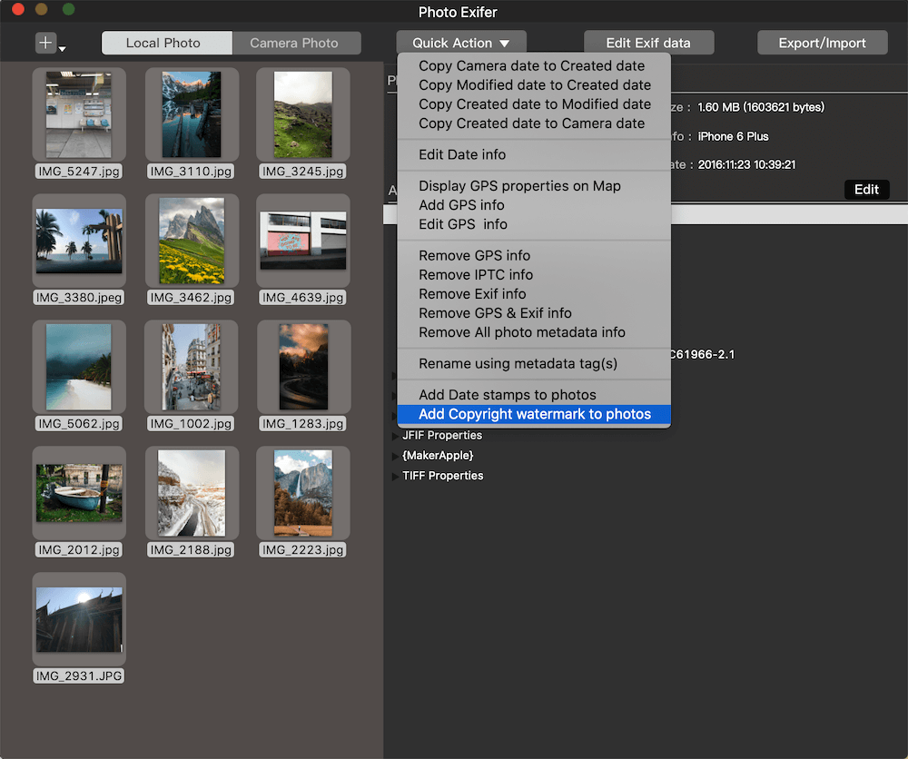 add copyright watermark to photos on Mac