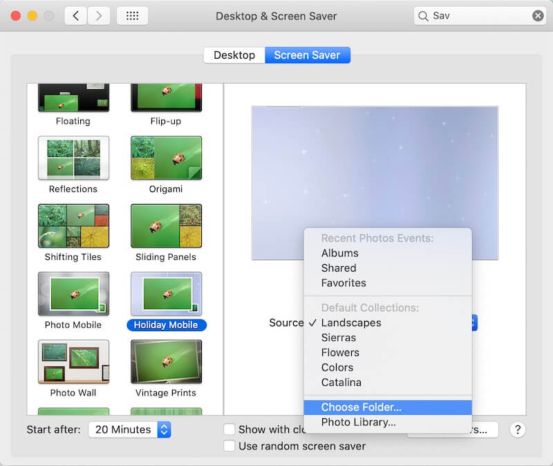 Mac Screen Saver load photos from source