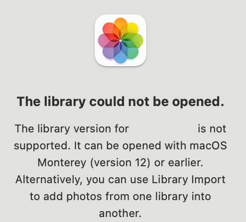 can't open old iPhoto Library