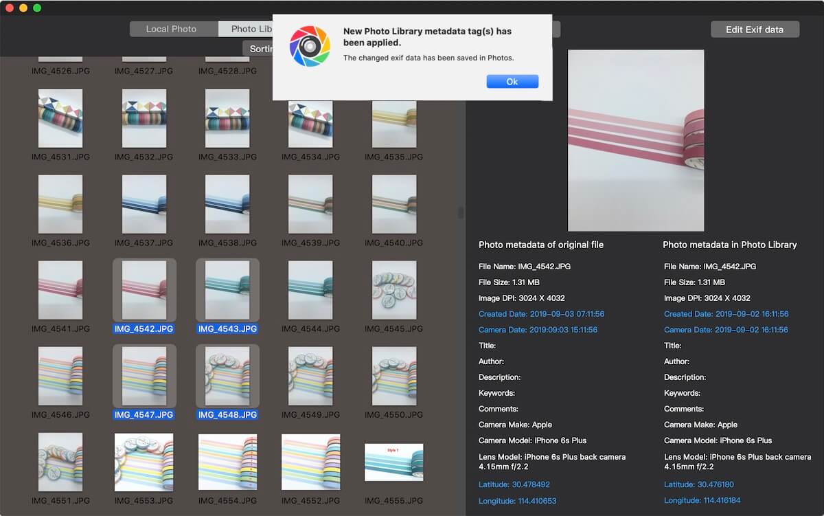 photo library metadata tag changed