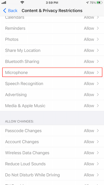 Allow using Microphone in ScreenTime