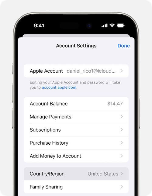 Change Apple Account Country or Region