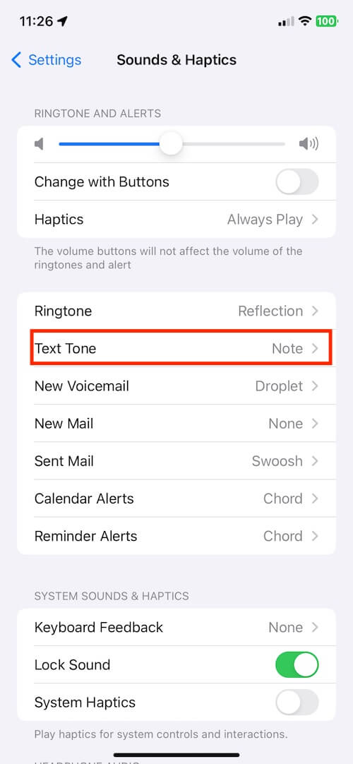 Change Notification Text Tone