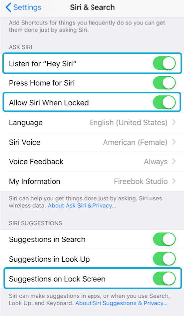 Enable Allow Siri When Locked