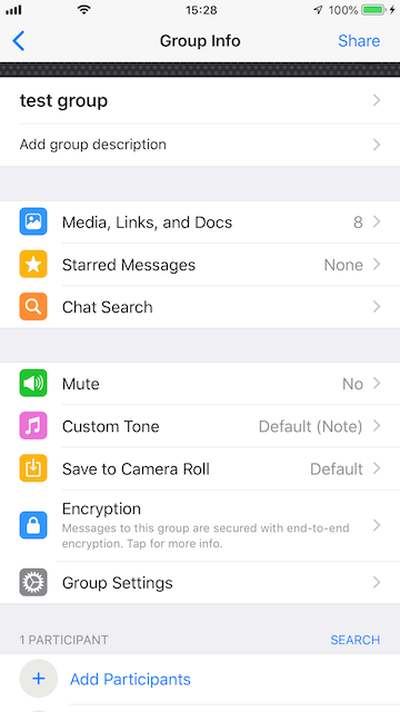 Access WhatsApp group settings on iPhone