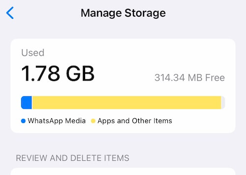 WhatsApp Manage Storage