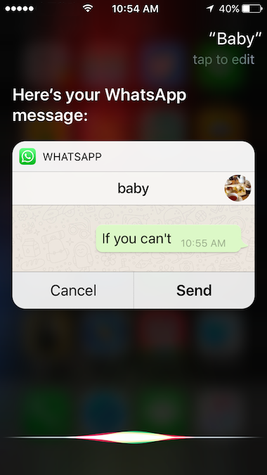 send whatsapp message with siri