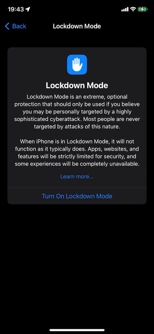 Disable Lockdown Mode