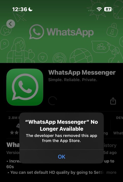  WhatsApp can't update